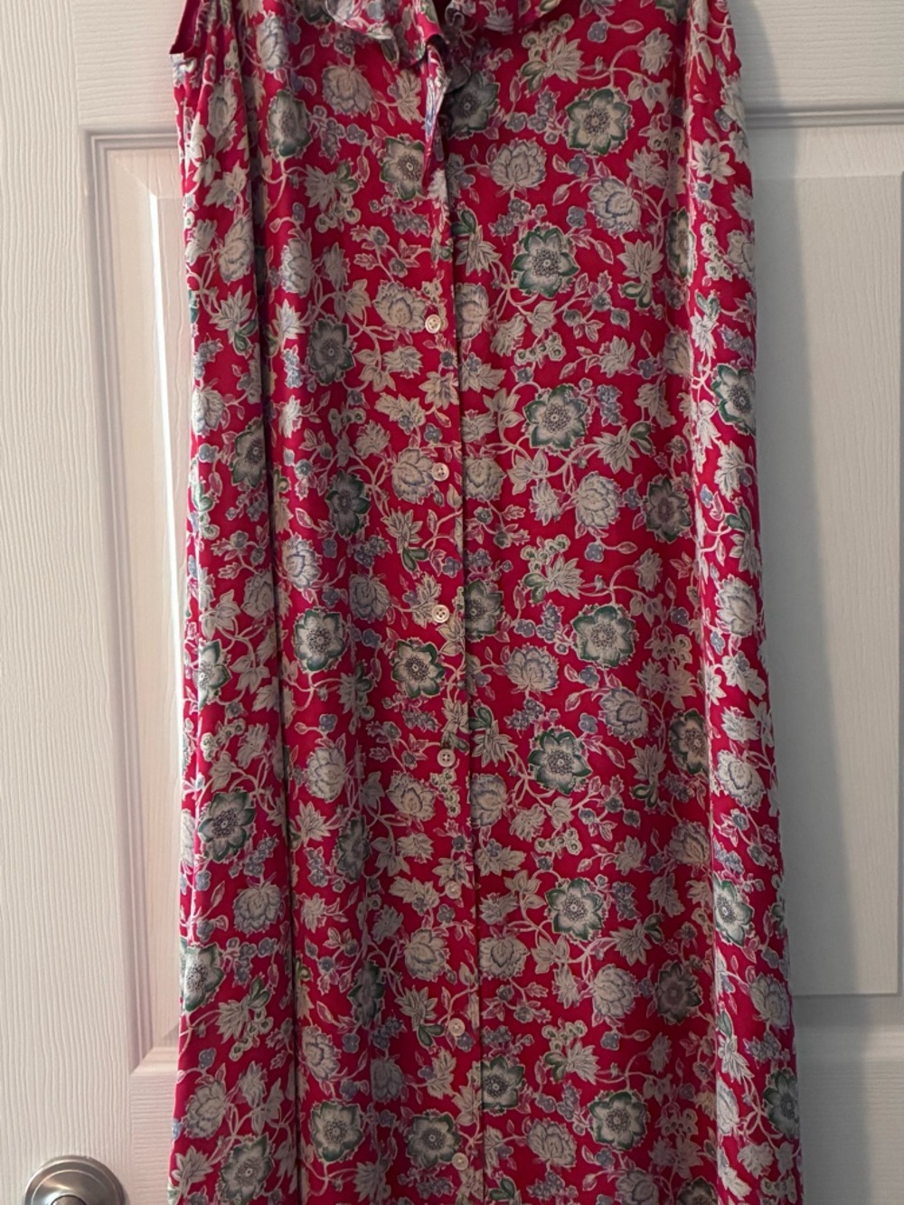 Ralph Lauren Red Floral Button-Front Maxi Skirt